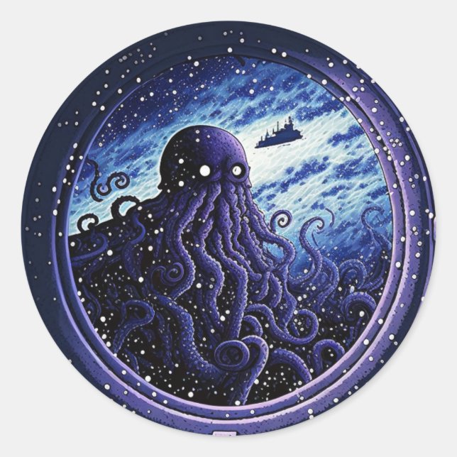 Adesivo Redondo Série Porthole de Monstros de Meia-Viagem (Frente)