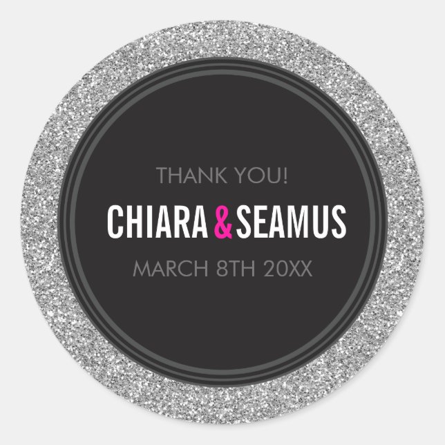 Adesivo Redondo SÉRIE SÉRIE moderno preto-brilhante prateado (Frente)