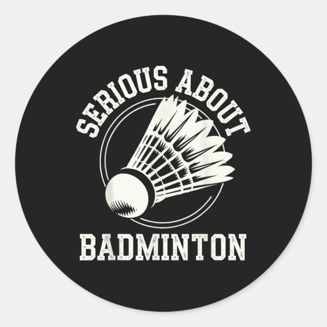 Adesivo Redondo Sério sobre Badminton (Frente)