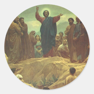 Adesivo Redondo Sermão da Montanha de Jesus Cristo, Religião Vinta