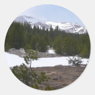 Adesivo Redondo Serra Nevada e neve em Yosemite