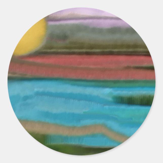 Adesivo Redondo Serra Sunrise Abstrato Art (Frente)