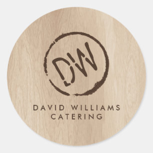 Adesivo Redondo Serviço de Catering com Monograma Carimbado e Quei