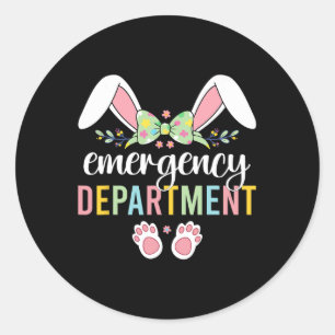 Adesivo Redondo Serviço De Emergência Bunny Emergência Sala Er Enf