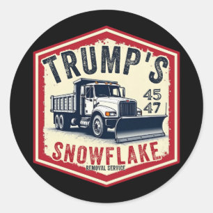 Adesivo Redondo Serviço de Remoção de Flocos de Neve de Trump Nata