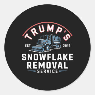 Adesivo Redondo Serviço de Remoção do Floco de Neve Enganado Trump