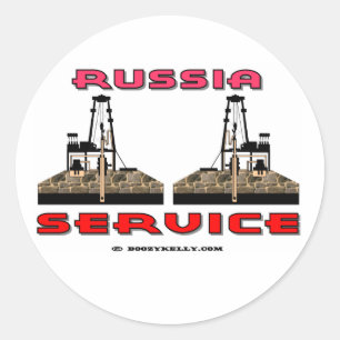 Adesivo Redondo Serviço do campo petrolífero de Rússia, etiquet