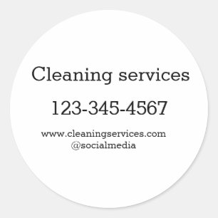 Adesivo Redondo Serviços de limpeza adicionar número de endereço d