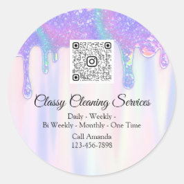 Adesivo Redondo Serviços de Limpeza Drives QRCode Maid Housekeeper