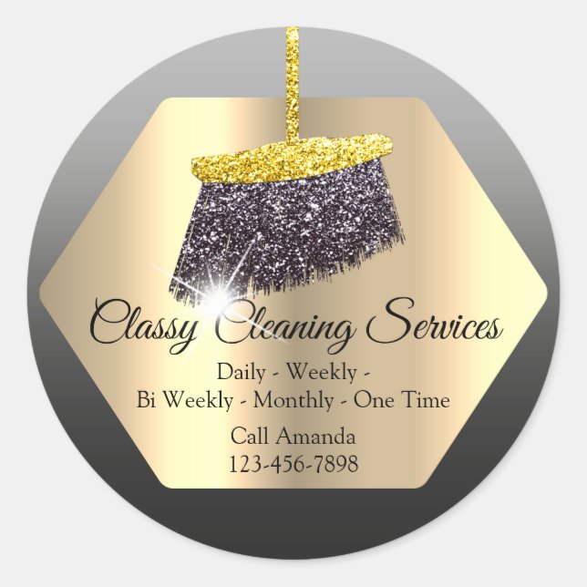 Adesivo Redondo Serviços De Limpeza Fora De Ouros (Frente)