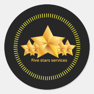 Adesivo Redondo serviços de promoção de loja cinco estrelas