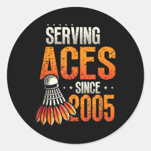 Adesivo Redondo Servindo Aces Desde 2005 Badminton Lover 20