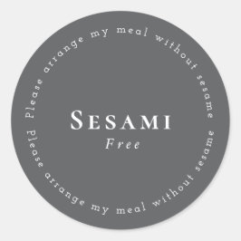 Adesivo Redondo Sesame-Free Request Sticker, Dark-gray - White