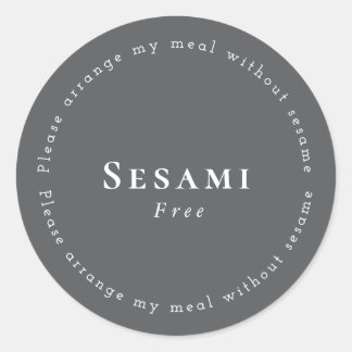 Adesivo Redondo Sesame-Free Request Sticker, Dark-gray - White