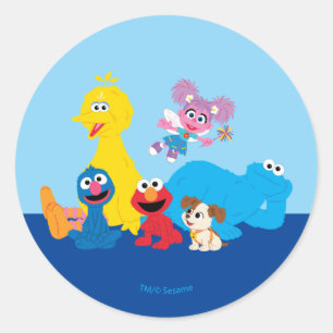 Adesivo Redondo Sesame Street Amigos Coloridos da Sesame Street