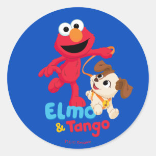Adesivo Redondo Sesame Street   Elmo e Tango Correndo