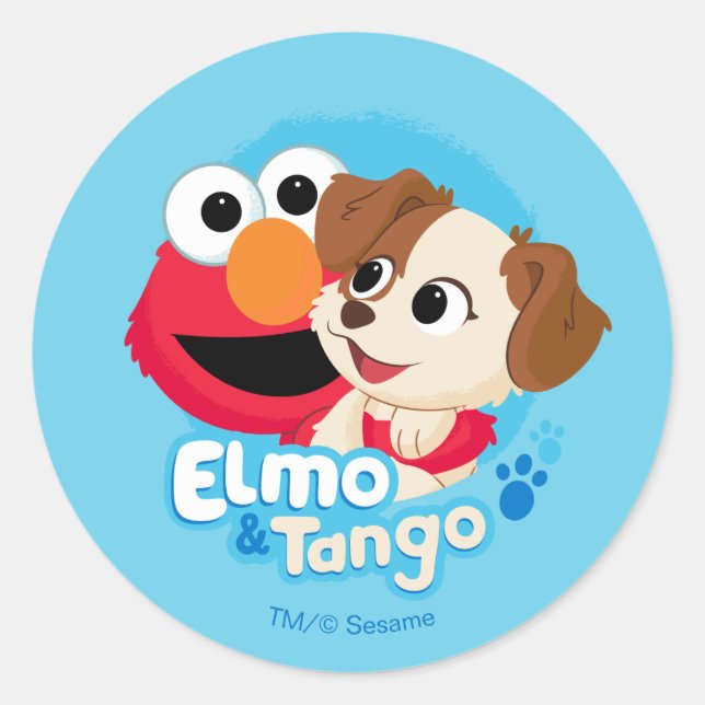 Adesivo Redondo Sesame Street | Elmo & Tango Insígnia (Frente)