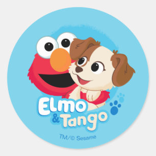 Adesivo Redondo Sesame Street Elmo & Tango Insígnia