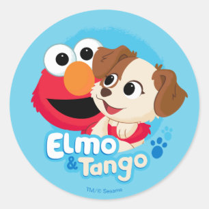 Adesivo Redondo Sesame Street Elmo & Tango Insígnia