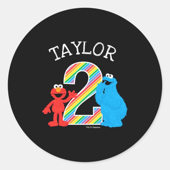 Adesivo Redondo Sesame Street Pals Chalkboard Rainbow 2nd Birthday (Frente)