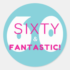 Adesivo Redondo Sessenta e fantástica oferta de Festa de aniversár