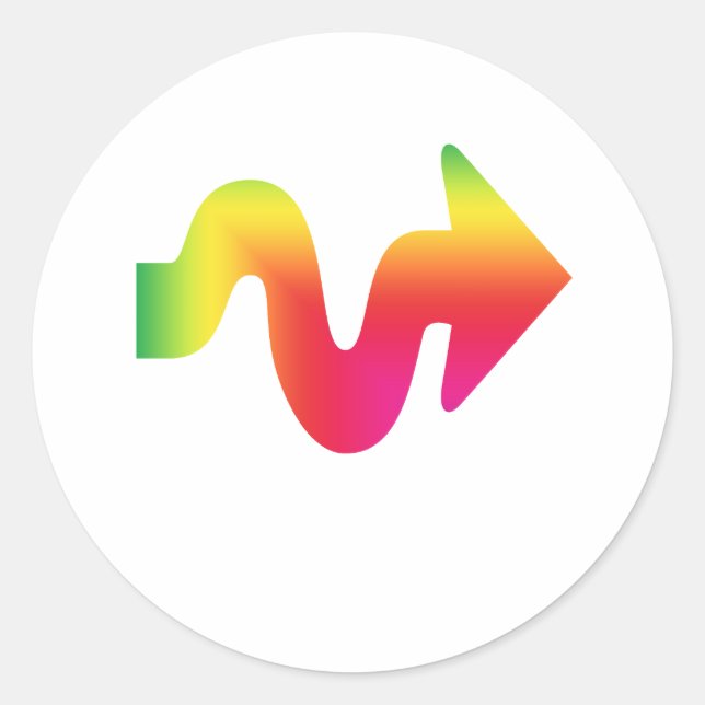 Adesivo Redondo Seta Colorida Apontando Para A Direita (Frente)