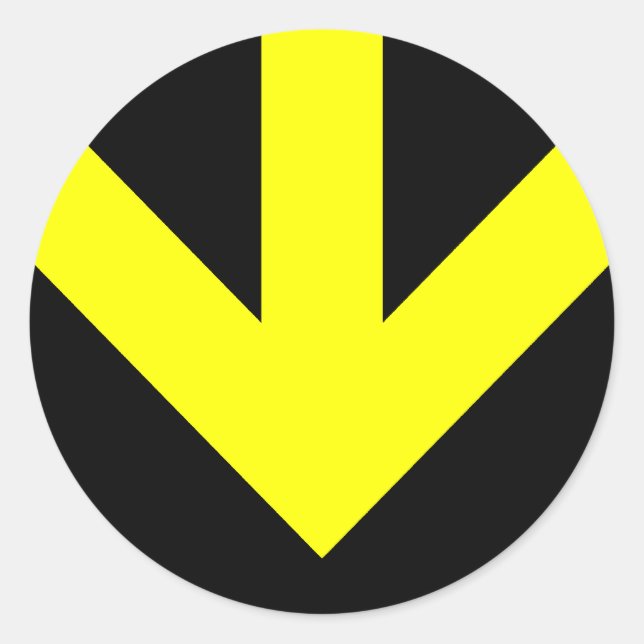 Adesivo Redondo seta para baixo. cor personalizável. (Frente)