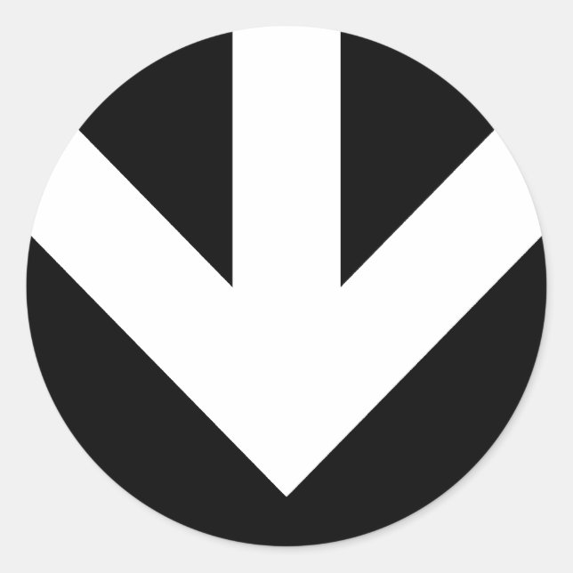 Adesivo Redondo seta para baixo. cor personalizável. (Frente)