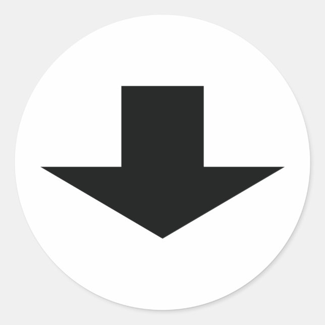 Adesivo Redondo seta preta para baixo (Frente)