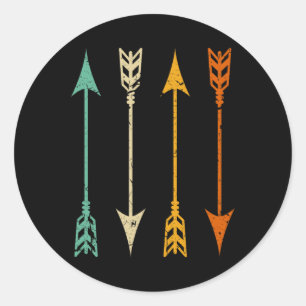 Adesivo Redondo Setas De Arranjo Vintage Para O Retro De Caça A Ar