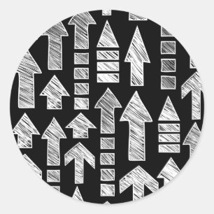 Adesivo Redondo Setas escamosas preto e branco