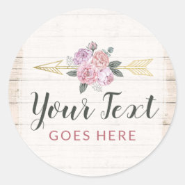 Adesivo Redondo Setas Florais Russas Boêmicas Blush Dourado Boho R