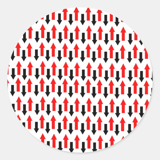 Adesivo Redondo Setas vermelhas e pretas apontando para cima na di (Frente)