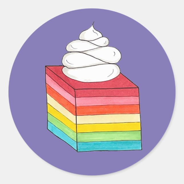 Adesivo Redondo Sete Camadas Retro Arco-Íris Gelatina Calada (Frente)