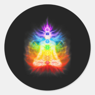 Adesivo Redondo Sete Chakras E Aura De Energia Emanando Yoga Medit