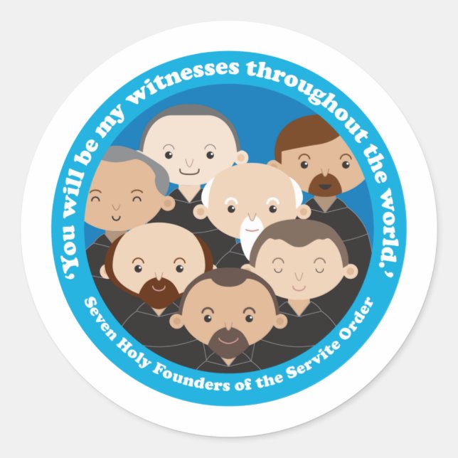 Adesivo Redondo Sete Fundadores da Ordem de Serviço (Frente)