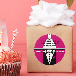 Adesivo Redondo Sete palavras para um longo e feliz Casamento