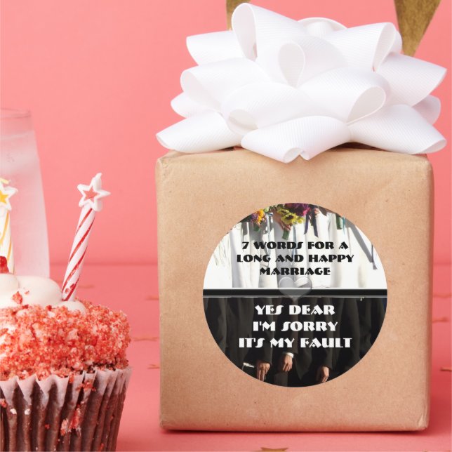 Adesivo Redondo Sete palavras para um longo e feliz Casamento (Festa)