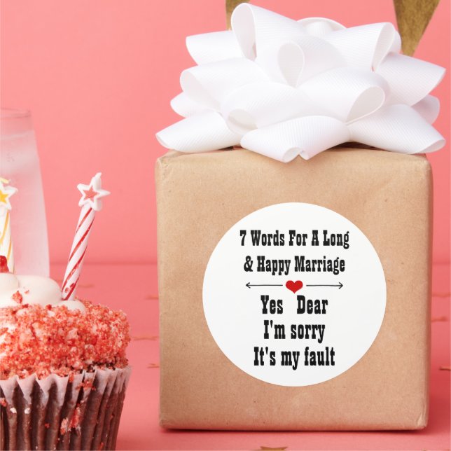 Adesivo Redondo Sete palavras para um longo e feliz Casamento (Festa)