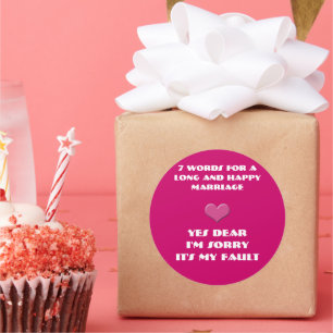 Adesivo Redondo Sete palavras para um longo e feliz Casamento