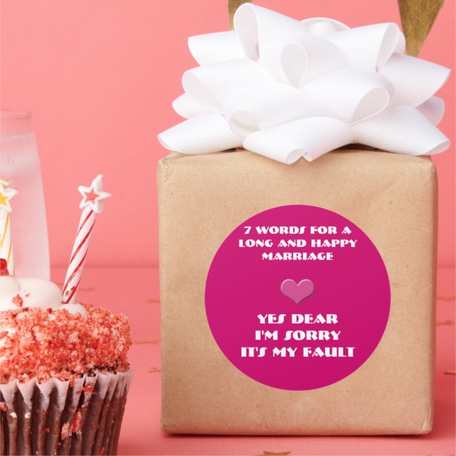 Adesivo Redondo Sete palavras para um longo e feliz Casamento (Festa)