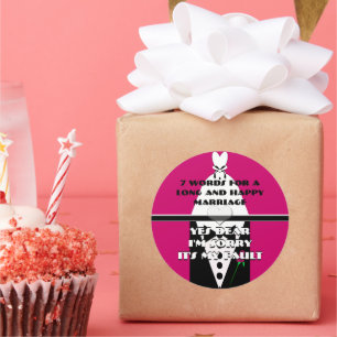 Adesivo Redondo Sete palavras para um longo e feliz Casamento