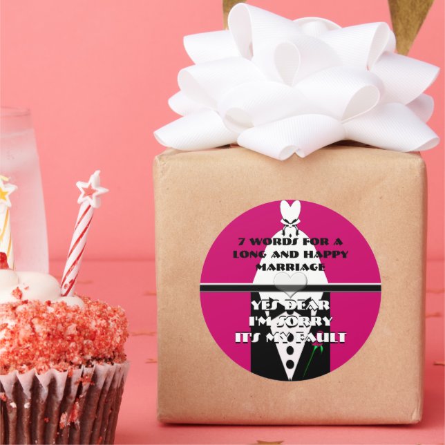 Adesivo Redondo Sete palavras para um longo e feliz Casamento (Festa)