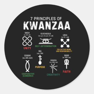 Adesivo Redondo Sete Princípios De Kwanzaa Happy Kwanzaa 1