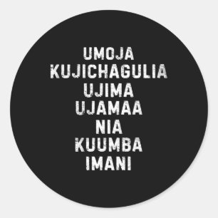 Adesivo Redondo Sete Princípios De Kwanzaa Happy Kwanzaa 11