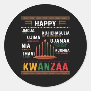 Adesivo Redondo Sete Princípios De Kwanzaa Happy Kwanzaa 6