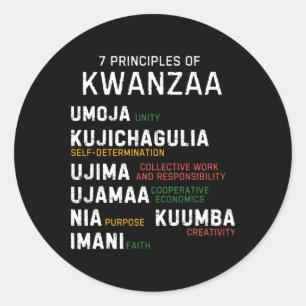 Adesivo Redondo Sete Princípios De Kwanzaa Happy Kwanzaa 7