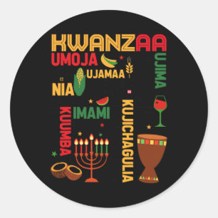 Adesivo Redondo Sete Princípios De Kwanzaa Orgulhosos Afro-America