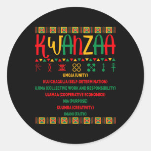 Adesivo Redondo Sete Princípios para Homens Kwanzaa Mulheres Kwanz