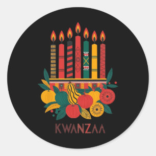 Adesivo Redondo Sete Velas da Funny Kinara Celebração Kwanzaa 2